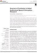 Cover page: Sources of Confusion in Infant Audiovisual Speech Perception Research