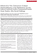 Cover page: Enhanced In Vitro Transcytosis of Simian Immunodeficiency Virus Mediated by Vaccine-Induced Antibody Predicts Transmitted/Founder Strain Number After Rectal Challenge