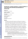 Cover page: DESPERATELY SEEKING HAPPINESS: VALUING HAPPINESS IS ASSOCIATED WITH SYMPTOMS AND DIAGNOSIS OF DEPRESSION.