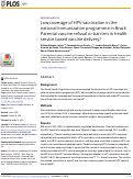 Cover page: Low coverage of HPV vaccination in the national immunization programme in Brazil: Parental vaccine refusal or barriers in health-service based vaccine delivery?