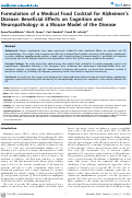 Cover page: Formulation of a Medical Food Cocktail for Alzheimer's Disease: Beneficial Effects on Cognition and Neuropathology in a Mouse Model of the Disease