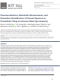 Cover page: Pharmacokinetics, Metabolite Measurement, and Biomarker Identification of Dermal Exposure to Permethrin Using Accelerator Mass Spectrometry