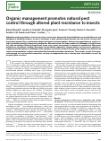 Cover page: Organic management promotes natural pest control through altered plant resistance to insects.