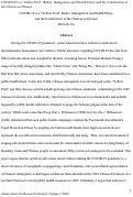 Cover page: COVID-19 is a “Yellow Peril” Redux: Immigration and Health Policy and the Construction of the Chinese as Disease