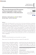 Cover page: Was that discrimination? Perceptions of bisexual people’s relative status inform attributions of discrimination