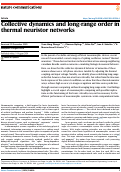 Cover page: Collective dynamics and long-range order in thermal neuristor networks.