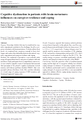 Cover page: Cognitive dysfunction in patients with brain metastases: influences on caregiver resilience and coping