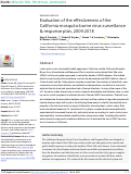 Cover page: Evaluation of the effectiveness of the California mosquito-borne virus surveillance &amp; response plan, 2009–2018