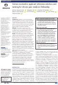 Cover page: Factors involved in applicant interview selection and ranking for chronic pain medicine fellowship.