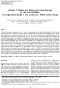 Cover page: Vitamin D Status and Kidney Function Decline in HIV-Infected Men: A Longitudinal Study in the Multicenter AIDS Cohort Study.