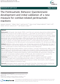 Cover page: The Peritraumatic Behavior Questionnaire: development and initial validation of a new measure for combat-related peritraumatic reactions