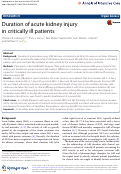 Cover page: Duration of acute kidney injury in critically ill patients.