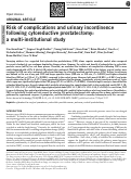 Cover page: Risk of complications and urinary incontinence following cytoreductive prostatectomy: a multi-institutional study