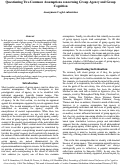 Cover page: Questioning Two Common Assumptions concerning Group Agency and Group Cognition