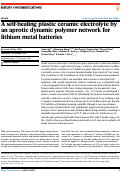 Cover page: A self-healing plastic ceramic electrolyte by an aprotic dynamic polymer network for lithium metal batteries.