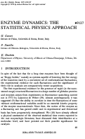 Cover page: Enzyme Dynamics: The Statistical Physics Approach