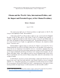 Cover page: Obama and the World: Cuba, International Politics, and the Impact and Potential Legacy of the Obama Presidency
