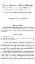 Cover page: Pandemic Borders and Racial Borders: Keynote Delivered at the 2020 Annual Symposium of the UCLA Journal of International Law and Foreign Affairs