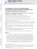 Cover page: Psychotherapy in a Resource-Constrained Setting: Understanding Context for Adapting and Integrating a Brief Psychological Intervention Into Primary Care