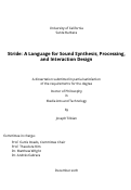 Cover page: Stride: A Language for Sound Synthesis, Processing, and Interaction Design