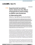 Cover page: Experimental inoculation trial to determine the effects of temperature and humidity on White-nose Syndrome in hibernating bats