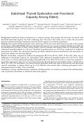 Cover page: Subclinical Thyroid Dysfunction and Functional Capacity Among Elderly