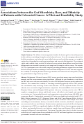 Cover page: Associations between the Gut Microbiota, Race, and Ethnicity of Patients with Colorectal Cancer: A Pilot and Feasibility Study