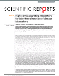 Cover page: High-contrast grating resonators for label-free detection of disease biomarkers.