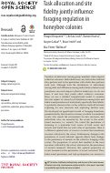 Cover page: Task allocation and site fidelity jointly influence foraging regulation in honeybee colonies