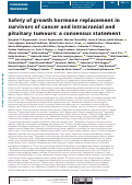 Cover page: Safety of growth hormone replacement in survivors of cancer and intracranial and pituitary tumours: a consensus statement.