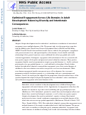 Cover page: Optimized Engagement Across Life Domains in Adult Development: Balancing Diversity and Interdomain Consequences.