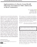 Cover page: Implementation of a Booster Sexual Health Education Curriculum for Older Adolescents in Rural Communities.