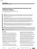 Cover page: Implementing an institution-wide electronic lab notebook initiative