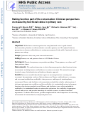 Cover page: Making Function Part of the Conversation: Clinician Perspectives on Measuring Functional Status in Primary Care