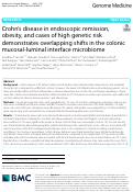 Cover page: Crohn’s disease in endoscopic remission, obesity, and cases of high genetic risk demonstrate overlapping shifts in the colonic mucosal-luminal interface microbiome