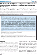 Cover page: Effect of Synthetic ABeta Peptide Oligomers and Fluorinated Solvents on Kv1.3 Channel Properties and Membrane Conductance