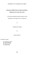 Cover page: Reforming a middle school for educational equity : implications for teacher interaction