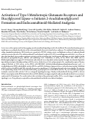 Cover page: Activation of Type 5 Metabotropic Glutamate Receptors and Diacylglycerol Lipase-α Initiates 2-Arachidonoylglycerol Formation and Endocannabinoid-Mediated Analgesia