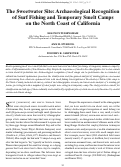 Cover page: The Sweetwater Site: Archaeological Recognition of Surf Fishing and Temporary Smelt Camps on the North Coast of California