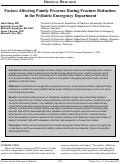 Cover page: Factors Affecting Family Presence During Fracture Reduction in the Pediatric Emergency Department