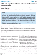 Cover page: SOD1 and Amyotrophic Lateral Sclerosis: Mutations and Oligomerization