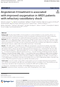 Cover page: Angiotensin II treatment is associated with improved oxygenation in ARDS patients with refractory vasodilatory shock.