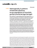 Cover page: Heterogeneity in patterns of helminth infections across populations of mountain gorillas (Gorilla beringei beringei)