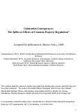 Cover page: Unintended Consequences: The Spillover Effects of Common Property Regulations