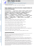 Cover page: Rapid calibration of an intracortical brain-computer interface for people with tetraplegia.