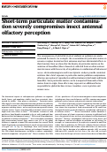 Cover page: Short-term particulate matter contamination severely compromises insect antennal olfactory perception