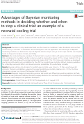 Cover page: Advantages of Bayesian monitoring methods in deciding whether and when to stop a clinical trial: an example of a neonatal cooling trial