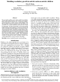 Cover page: Modeling Vocabulary Growth in Autistic and Non-Autistic Children