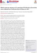 Cover page: Whole-genome sequence of a genotype VIII infectious bronchitis virus isolated from California layer chickens in 2021.