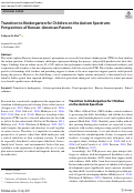 Cover page: Transition to Kindergarten for Children on the Autism Spectrum: Perspectives of Korean–American Parents